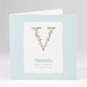 Geburtskarte blumen initial