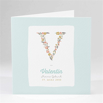Geburtskarte Blumen Initial