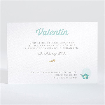 Dankeskarte Geburt Blumen Initial - Vue 2