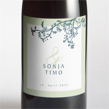 Flaschenetikett Hochzeit greenery