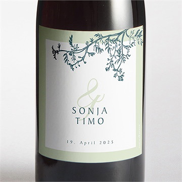 Flaschenetikett Hochzeit greenery