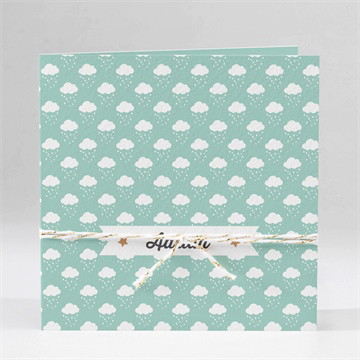 Geburtskarte Schneewolken grün