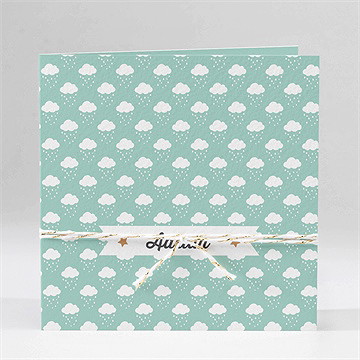 Geburtskarte Schneewolken Grün