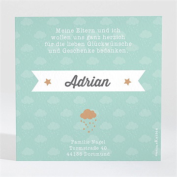 Dankeskarte Geburt Schneewolken Grün - Vue 2