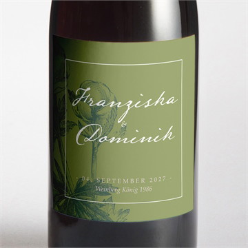 Flaschenetikett Hochzeit Englischer garten