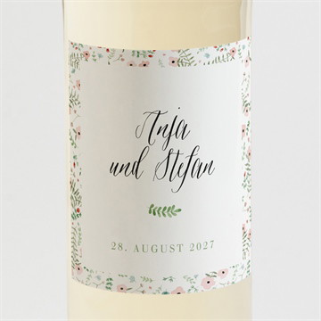 Flaschenetikett Hochzeit blumenwiese
