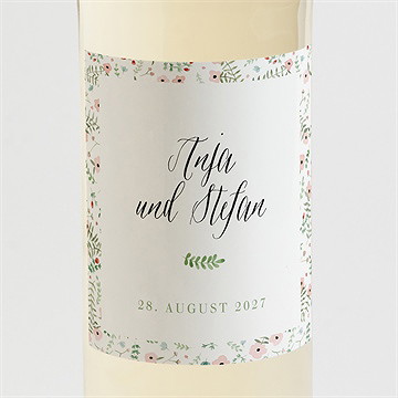 Flaschenetikett Hochzeit Blumenwiese