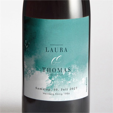 Flaschenetikett Hochzeit wald aquarell