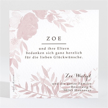 Dankeskarte Geburt Blumen Aquarell - Vue 2