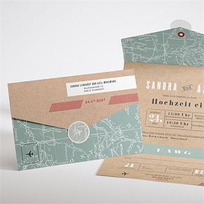 Hochzeitseinladung flugticket