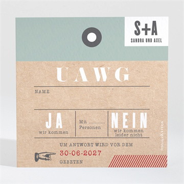 Antwortkarte Hochzeit flugticket