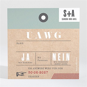 Antwortkarte Hochzeit flugticket