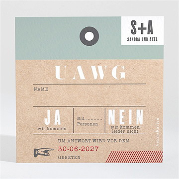 Antwortkarte Hochzeit Flugticket