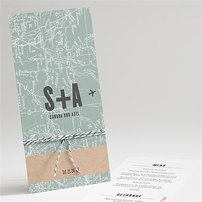 Menükarte Hochzeit flugticket