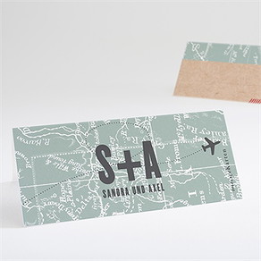 Tischkarte Hochzeit flugticket
