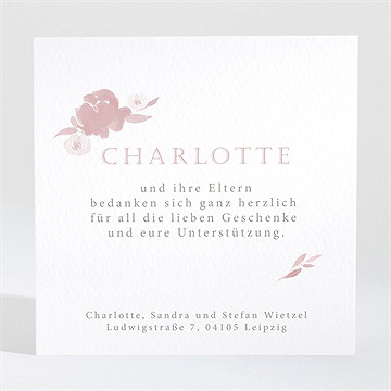 Dankeskarte Geburt Kleine Rose - Vue 2