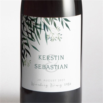 Flaschenetikett Hochzeit olivenzweig