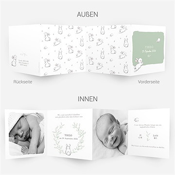 Geburtskarte Häschen Hüpf - vue 4