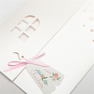 Geburtskarte Glückshäuschen - etikett