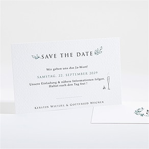 Save the Date Karte blätterkranz mit farbenspiel