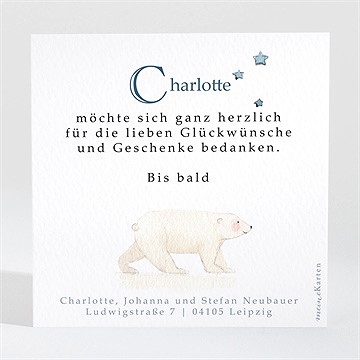 Dankeskarte Geburt Kleiner Eisbär - Vue 2
