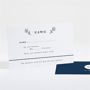 Antwortkarte Hochzeit schick in blau