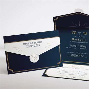 Hochzeitseinladung art déco