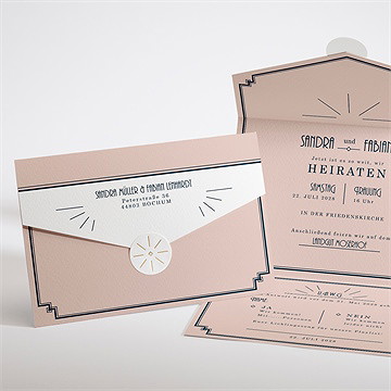 Hochzeitseinladung Art-Déco Design