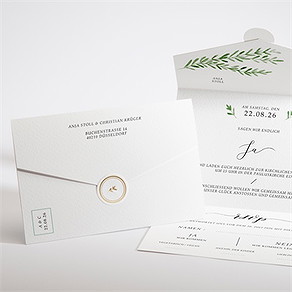 Hochzeitseinladung feiner lorbeer