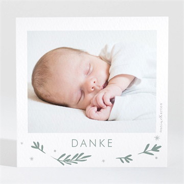 Dankeskarte Geburt silberne blätter