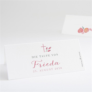 Tischkarte Taufe rosenkranz