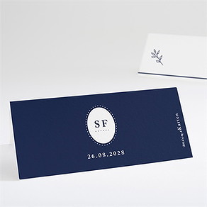 Tischkarte Hochzeit schick in blau