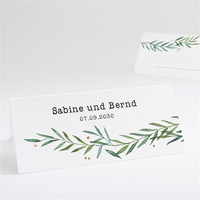 Tischkarte Hochzeit zarte blätterranke