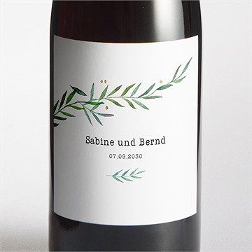 Flaschenetikett Hochzeit zarte blätterranke