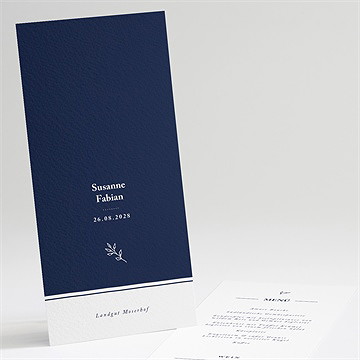 Menükarte Hochzeit Schick In Blau