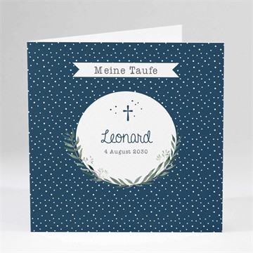 Einladung Taufe pünktchen blau - gold