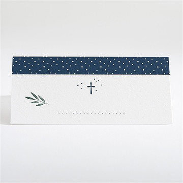 Tischkarte Taufe pünktchen blau - Dos du marque-place