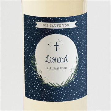 Flaschenetikett Taufe pünktchen blau - gold