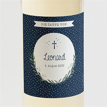 Flaschenetikett Taufe Pünktchen Blau