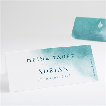 Tischkarte Taufe wassertropfen