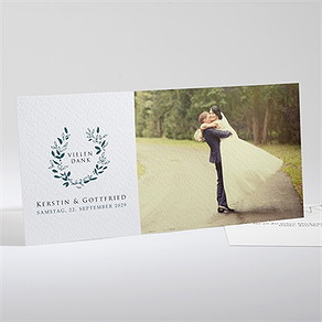 Dankeskarte Hochzeit blätterkranz mit farbenspiel