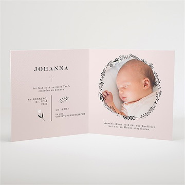 Einladung Taufe Ring Der Natur Rosa - Vue 3