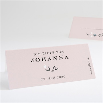 Tischkarte Taufe ring der natur rosa