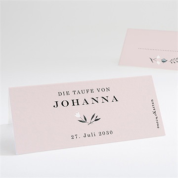 Tischkarte Taufe ring der natur rosa