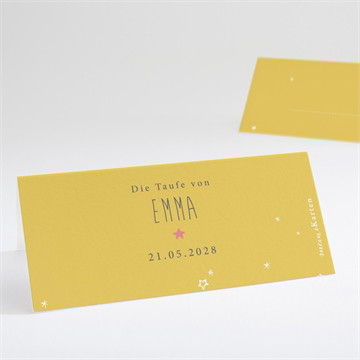 Tischkarte Taufe unser star gelb