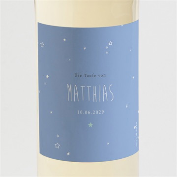Flaschenetikett Taufe unser star blau