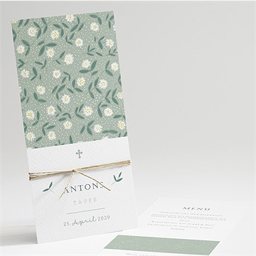 Menükarte Taufe blätter im wind