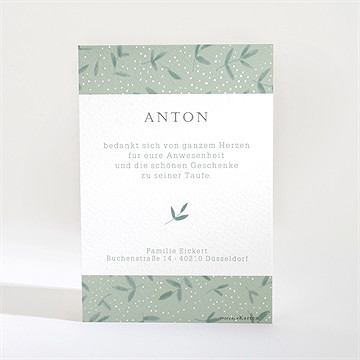 Dankeskarte Taufe blätter im wind - Vue 2