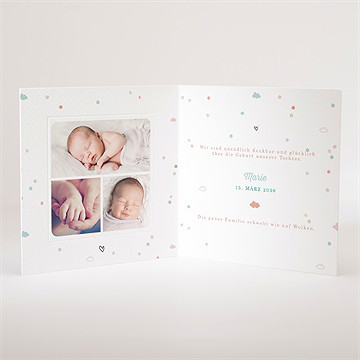 Geburtskarte Kleine Wolke Rosa - vue 3