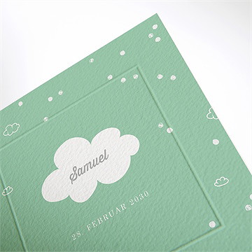 Geburtskarte Kleine Wolke Grün - vue 2